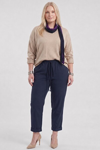 Kayra High Waist Lyocell Trousers Dark Navy Blue