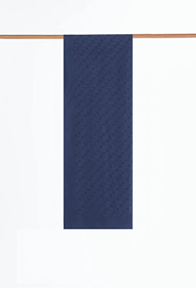Kayra Logo Detailed Viscose Shawl Navy Blue