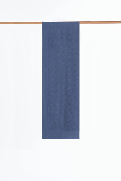 Kayra Monogram Pattern Lyocell Shawl Indigo