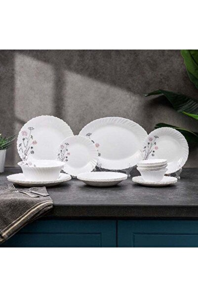 ROYALFORD 18 Pieces Opalware Dinner Set- RF12685| Includes Oval Plate, Flat a...