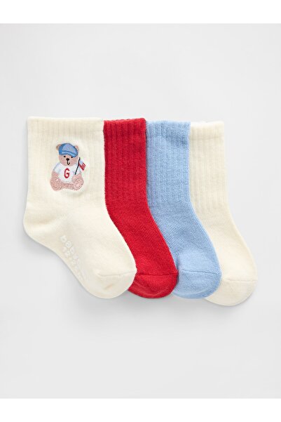 GAP Bebek Çok Renkli Brannan Bear Americana Crew Çorap (4’lü)
