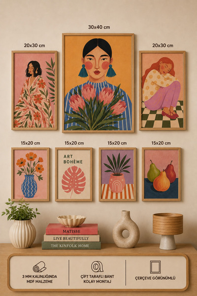 UNT 7-Piece Frame-Looking Modern Painting Set |   Retro & Pop Art |   Living ...