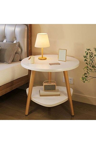 DubaiGallery 2-Tier Round Side Table 60x52x48cm, Contemporary Coffee Table wi...