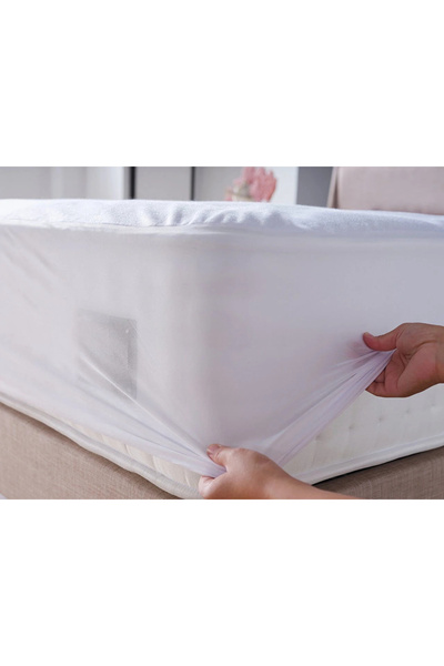 Çapa Home 100% Cotton Fitted Full Edge Liquid-Proof Mattress Protector Mattress Cover White