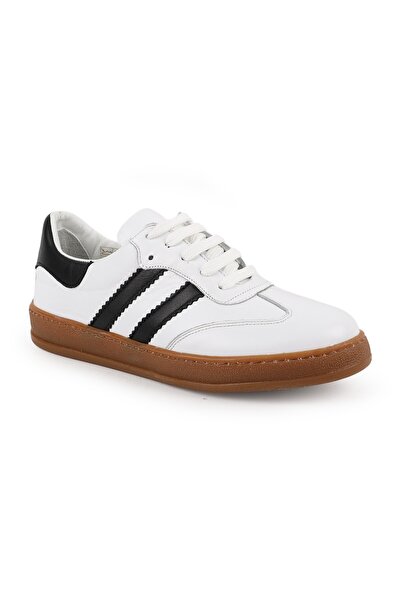 LBR Women's Sneaker Genuine Leather Double Stripe Striped Lace-Up T-Toe Caram...