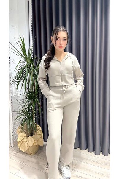 FKNMODA Selanik kapşonlu fermuarlı takım