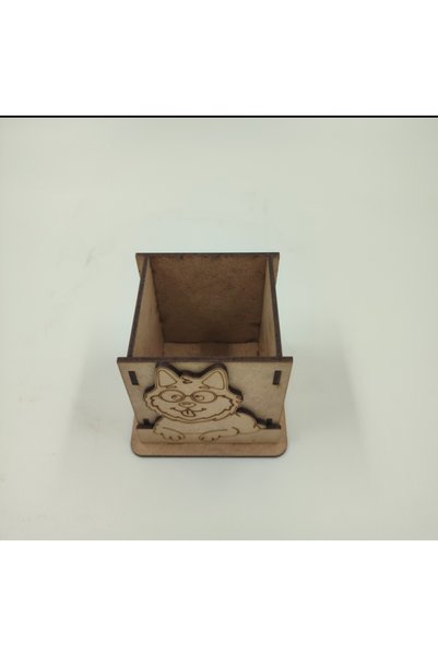 WOODIVA AHŞAP Cute Dog Paintable Wooden Pen Holder School DIY Activity Activity Art (9 cm X 7 cm X 9 cm)
