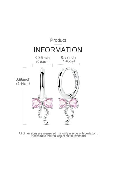 Choice24 KTE533 925 Silver Pink Earrings Sparking Butterfly Bow Feather Paw H...