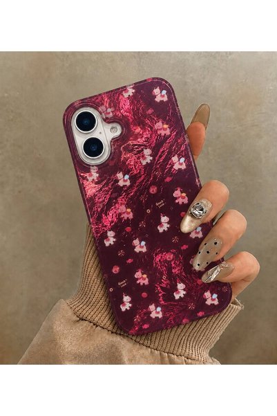 OLEA AKSESUAR غطاء حماية منقوش متوافق مع iPhone 16 (مطبوع من الداخل) مع جوانب شفافة وغلاف لامع أنيق