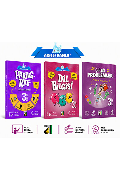 Damla Yayınevi Damla 3.sınıf Paragraf - Dilbilgisi ve Problem Okula Destek Seti