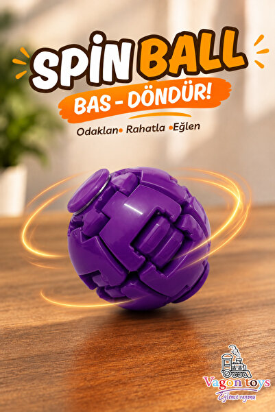 vagontoys Spin Ball Bas-Döndür Eğitici Kinetik Stres Topu – Yaylı ve Rulmanlı...