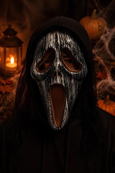 Patladı Gitti Korku Çığlık Maskesi – Siyah Beyaz Halloween Cadılar Bayramı Ko...