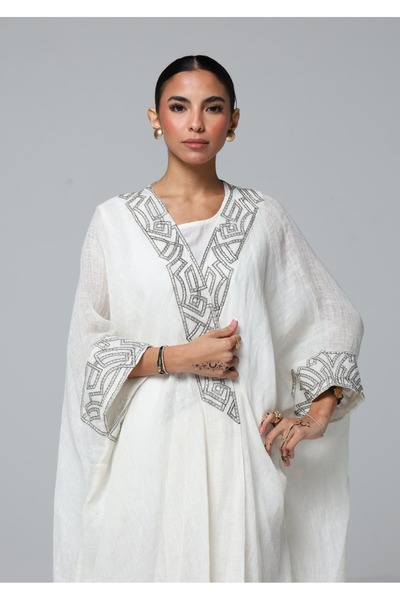 ASSALA Ghada Bisht Abaya | Multicolor - Free size - White