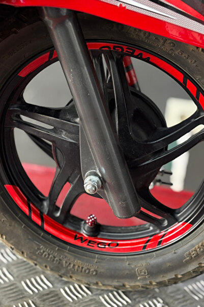 Banxtre Red Color 8 Pcs Wheel Rim Stripe Sticker Set for Tvs Wego Scooter