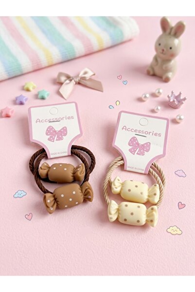 ADEN BEBEK AKSESUARLARI Set of 4 Candy Figured Hair Clips for Girls, Rubber H...