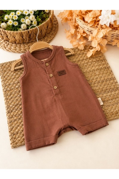 Sinem Çeyiz Ncxs 262183 Baby Brown Happy Muslin Jumpsuit