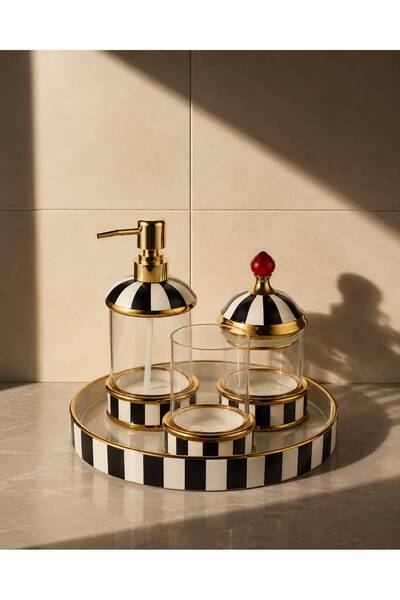 ROY KING PRELIA 4 PRÇ. BANYO SETİ SİYAH/BEYAZ GOLD