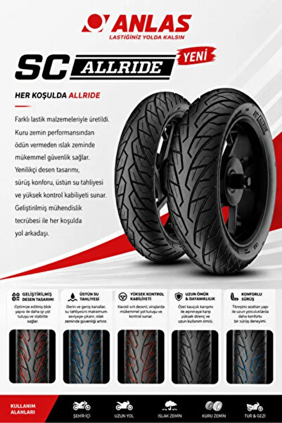 ANLAS LASTİK SC AllRide 110/70-14 ve 130/70-13 Takim 4 Mevsim Honda Pcx [2021...