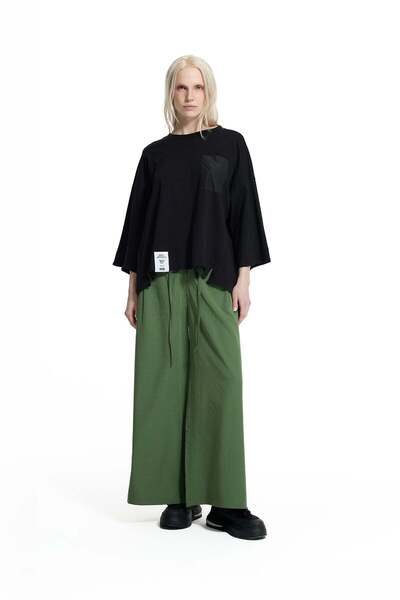 #vdr viadellerose Siyah Minimal Cep Detaylı Oversize Siluet T-Shirt 19103