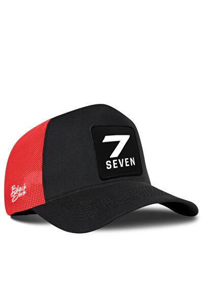 BlackBörk Black-Red Trucker Hat with Number 7 Logo