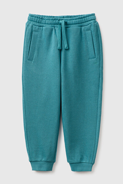 United Colors of Benetton Boys' Petrol Green Ribbed Drawstring Sweatpants wit...