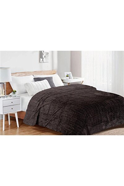 Dimcol Κουβέρτα Coral Fleece Jacquard Brick 08 220X240 Grey-Black 100% Polyester