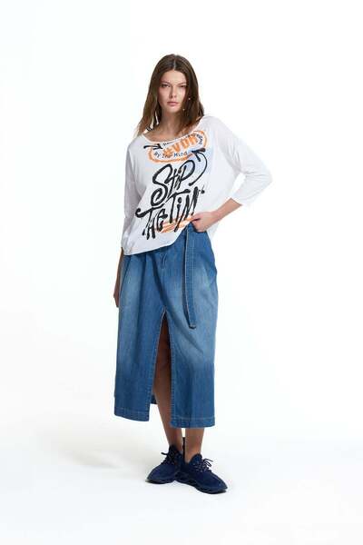 #vdr viadellerose Beyaz Grafik Baskılı Oversize T-Shirt 19081