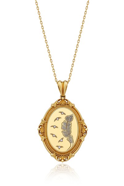 Coy Diamond Vintage Altın Kolye , 14 Ayar Altın Kolye, Tasarım Altın Kolye