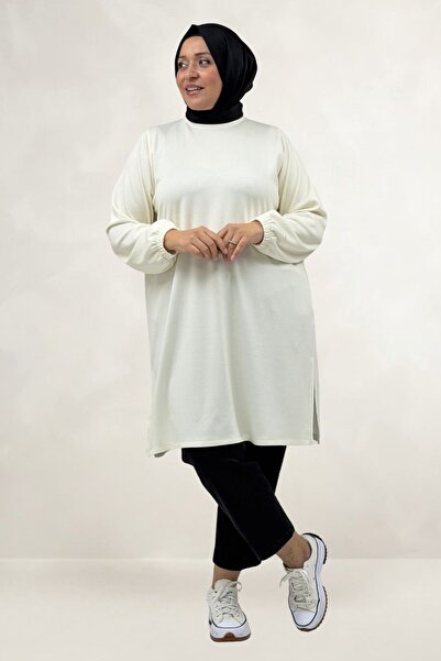 Eslina 68080 Plus Size Basic Modal Tunic - Ecru
