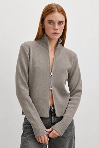 Flarsky Women's Double Zipper Premium Quality Knitwear Cardigan