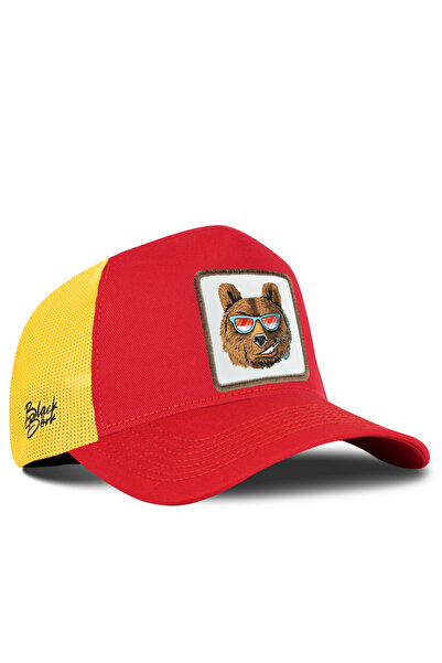 BlackBörk Red-Yellow Trucker Hat with Bear Logo
