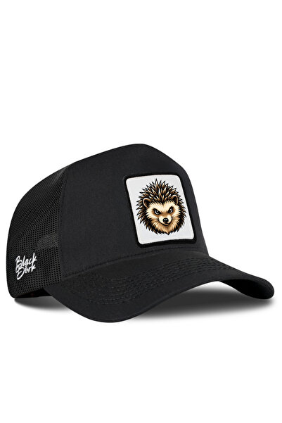BlackBörk Black Trucker Hat with Hedgehog Logo