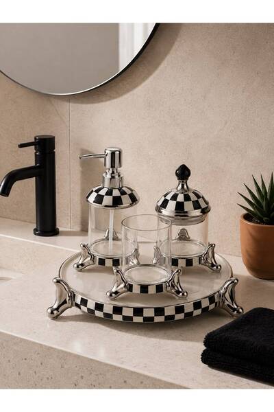 ROY KING EBONE 4 PRÇ. BANYO SETİ SİYAH/BEYAZ GÜMÜŞ