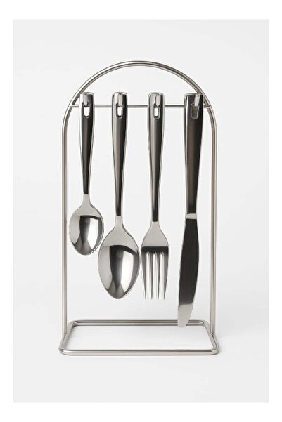 Generic Stainless Steel 24 Piece Cutlery Set with Steel Stand for 6 People, F...