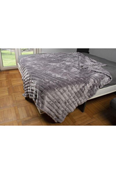 Dimcol ΚΟΥΒΕΡΤΑ Coral Fleece Ριγέ 220X240 300gsm 16 Grey 100% Polyester