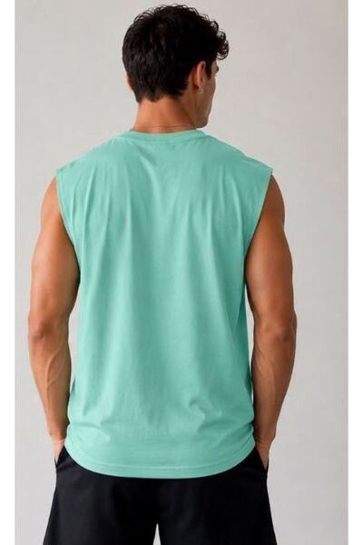 ALCİNOUS Printed Men's Cotton Crew Neck Training Athlete Tank Top Sleeveless T-Shirt