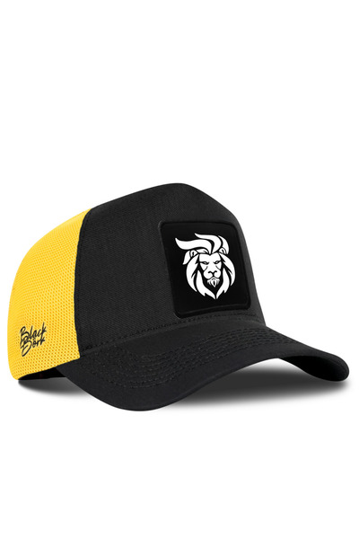 BlackBörk Cordura Black-Yellow Trucker Hat with Lion Logo