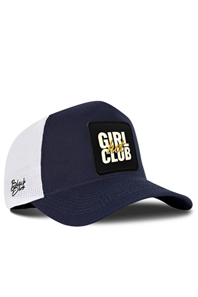 BlackBörk Hot Girl Club Logo Navy Blue-White Trucker Hat