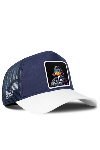 BlackBörk Duckside Logo Cordura White-Navy Blue Trucker Hat