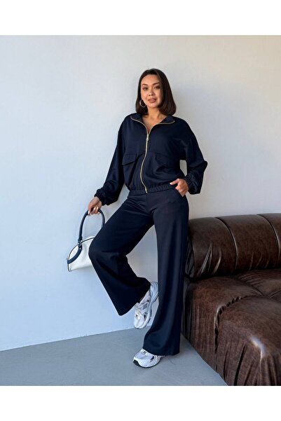 TrendButikBurada طقم رياضي نسائي بسحّاب، طقم رياضي مريح للاستخدام اليومي