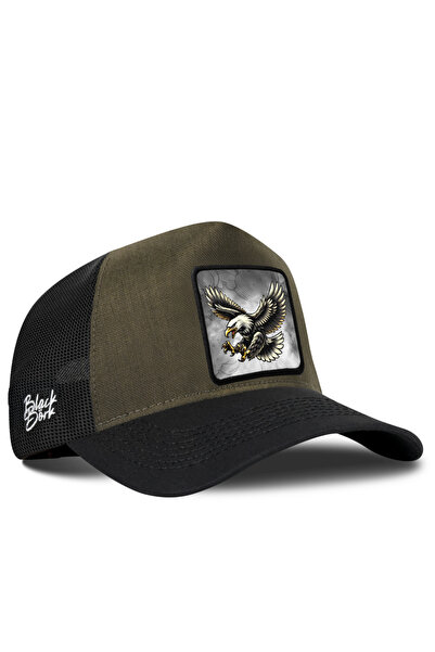 BlackBörk Eagle Logo Cordura Black-Khaki Trucker Hat