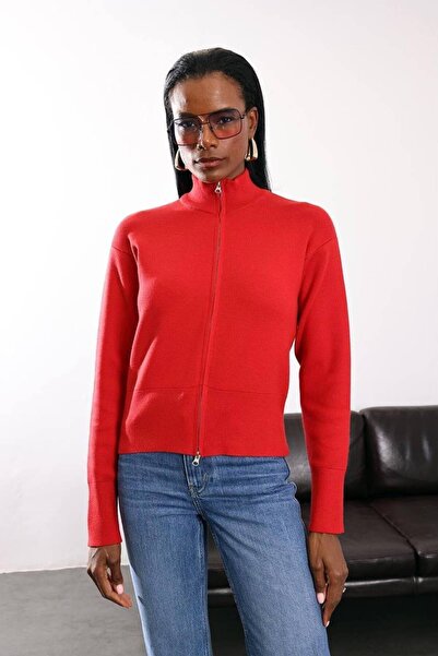Flarsky Women's Double Zipper Premium Quality Knitwear Cardigan