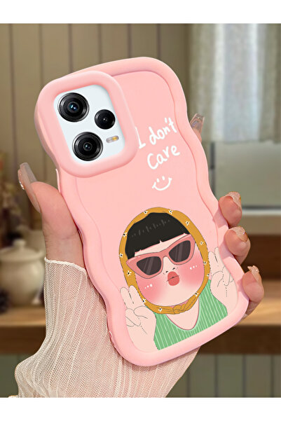 quırkshıeld Redmi Note 12 Pro 5G Uyumlu Dalgalı Çerçeve Komik Kız Çizimi Dese...