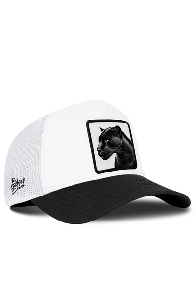 BlackBörk Black-White Trucker Hat with Panther Logo