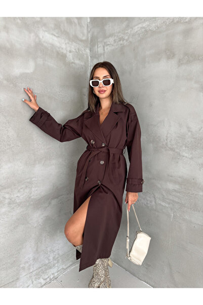 vesantia Women's Lined 6-Button Long Trench Coat