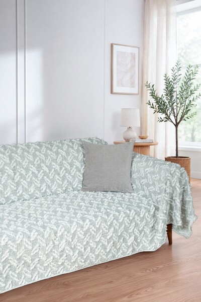 Latuda Home Nesta Pamuklu Punch Dokulu Kaymaz Koltuk Örtüsü 180x220 cm , Haki