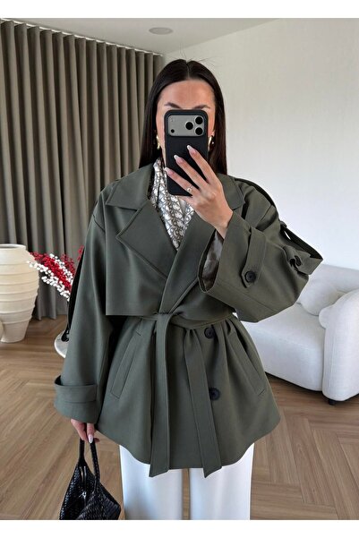 feiruz Premium Fabric Lined Short Trench Coat