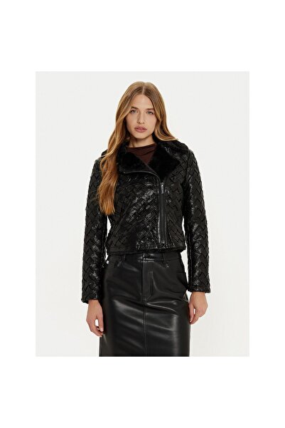 Guess Jachetă de damă din imitație de piele 4BGL317204A Negru