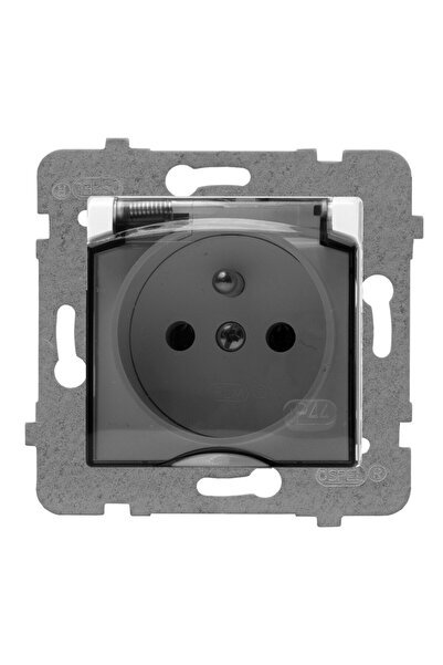 POLMARK Priză ermetică simplă cu clapetă de protecție albă ROSA - E+PL-57787