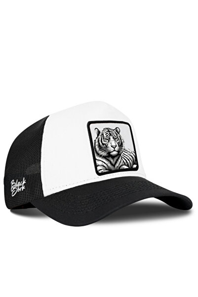 BlackBörk Bengal Tiger Logo Black-White Trucker Hat